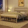 Full size Vintage Antique Gold Metal Platform Bed Frame with Headboard Footboard