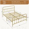Full size Vintage Antique Gold Metal Platform Bed Frame with Headboard Footboard