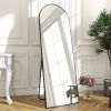 Black 58-inch Full Length Arched Floor Mirror with Stand and Wall Hanging Screws