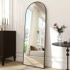 Black 58-inch Full Length Arched Floor Mirror with Stand and Wall Hanging Screws
