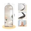 Black 58-inch Full Length Arched Floor Mirror with Stand and Wall Hanging Screws
