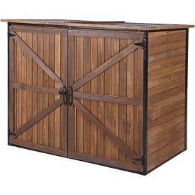 Large Wooden Outdoor Storage Cabinet Trash Can Storage Shed