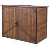 Large Wooden Outdoor Storage Cabinet Trash Can Storage Shed