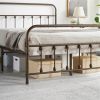 Full size Vintage Bronze Metal Platform Bed Frame with Headboard and Footboard