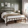 Full size Vintage Bronze Metal Platform Bed Frame with Headboard and Footboard