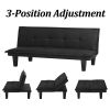 Black Faux Suede Upholstered Futon Sleeper Sofa Bed