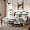 Full Size Industrial Vintage Heavy Duty Steel Slat Bed Frame