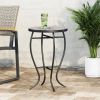 Round Mosaic Tile Bistro Style Outdoor Patio Table with Metal Base