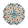 Round Mosaic Tile Bistro Style Outdoor Patio Table with Metal Base
