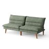 Modern Green Corduroy Fabric Futon Sleeper Sofa Bed Couch with Wood Legs