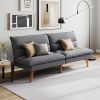 Modern Grey Corduroy Fabric Futon Sleeper Sofa Bed Couch with Wood Legs