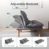 Modern Grey Corduroy Fabric Futon Sleeper Sofa Bed Couch with Wood Legs