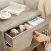 Mid-Century Modern 1-Drawer Nightstand Bedroom End Table in Grey Wood Finish