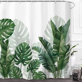 72"W x 72"H Tropical Green Leaves Botanical Polyester Shower Curtain