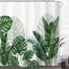 72"W x 84"H Tropical Green Leaf Botanical Polyester Shower Curtain