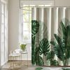 72"W x 84"H Botanical Green Leaf Linen Polyester Blend Shower Curtain
