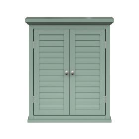 Sage Wall Mounted 2-Door Louvered Crown Molding Bathroom Wall Cabinet
