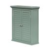 Sage Wall Mounted 2-Door Louvered Crown Molding Bathroom Wall Cabinet