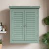 Sage Wall Mounted 2-Door Louvered Crown Molding Bathroom Wall Cabinet