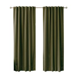 52 x 84 inch Solid Olive Green Thermal Blackout Curtain Panels - Set of 2