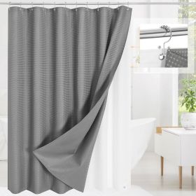 72"W x 72"H Grey Waffle Textured 3 in 1 Shower Curtain Set