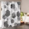 72"W x 78"H Gray White Geometric Hexagon Pattern Polyester Shower Curtain