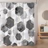 72"W x 84"H Gray White Geometric Hexagon Pattern Polyester Shower Curtain