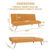 Modern Tangerine Orange Fabric Futon Sleeper Sofa Bed with Metal Legs