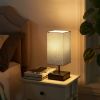 Set of 2 - Modern Rectangle Shape USB Table Lamp with Grey Linen Shade