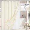 72"W x 72"H Ivory Waffle Textured Shower Curtain Set with Liner