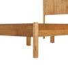 King Size Farmhouse Bohemian Wooden Platform Bed Textured Headboard
