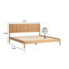 King Size Farmhouse Bohemian Wooden Platform Bed Textured Headboard