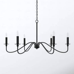 30-inch Contemporary Classic Dimmable 6-Light Chandelier in Matte Black
