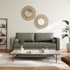 Grey Upholstered Faux Leather Sofa w/ Pillows Solid Hardwood Legs
