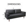 Grey Upholstered Faux Leather Sofa w/ Pillows Solid Hardwood Legs