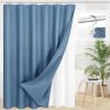 72"W x 84"H Blue Waffle Textured 3 in 1 Shower Curtain Set