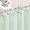 72"W x 72"H Mint Green Waffle Textured Shower Curtain Set with Liner