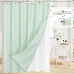 72"W x 78"H Mint Green Waffle Textured Shower Curtain Set with Liner