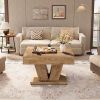 Modern Farmhouse Style Square Coffee Table in Natural Wood Finish