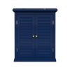 Navy Wall Mounted 2-Door Louvered Crown Molding Bathroom Wall Cabinet