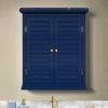 Navy Wall Mounted 2-Door Louvered Crown Molding Bathroom Wall Cabinet