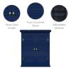 Navy Wall Mounted 2-Door Louvered Crown Molding Bathroom Wall Cabinet