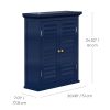 Navy Wall Mounted 2-Door Louvered Crown Molding Bathroom Wall Cabinet