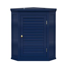 Navy Wall Mounted Corner 1-Door Louvered Bathroom Wall Cabinet
