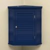Navy Wall Mounted Corner 1-Door Louvered Bathroom Wall Cabinet