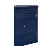 Navy Wall Mounted Corner 1-Door Louvered Bathroom Wall Cabinet