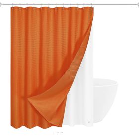 72"W x 84"H Burnt Orange Waffle Textured Shower Curtain Set with Liner
