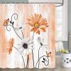72"W x 72"H Orange Vibrant Floral Butterfly Polyester Shower Curtain