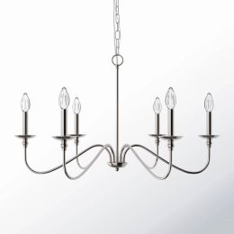 30-inch Classic 6-Light Dimmable Chandelier in Polished Nickel Finish