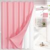 72"W x 84"H Pink Waffle Textured Polyester Shower Curtain Set with PEVA Liner